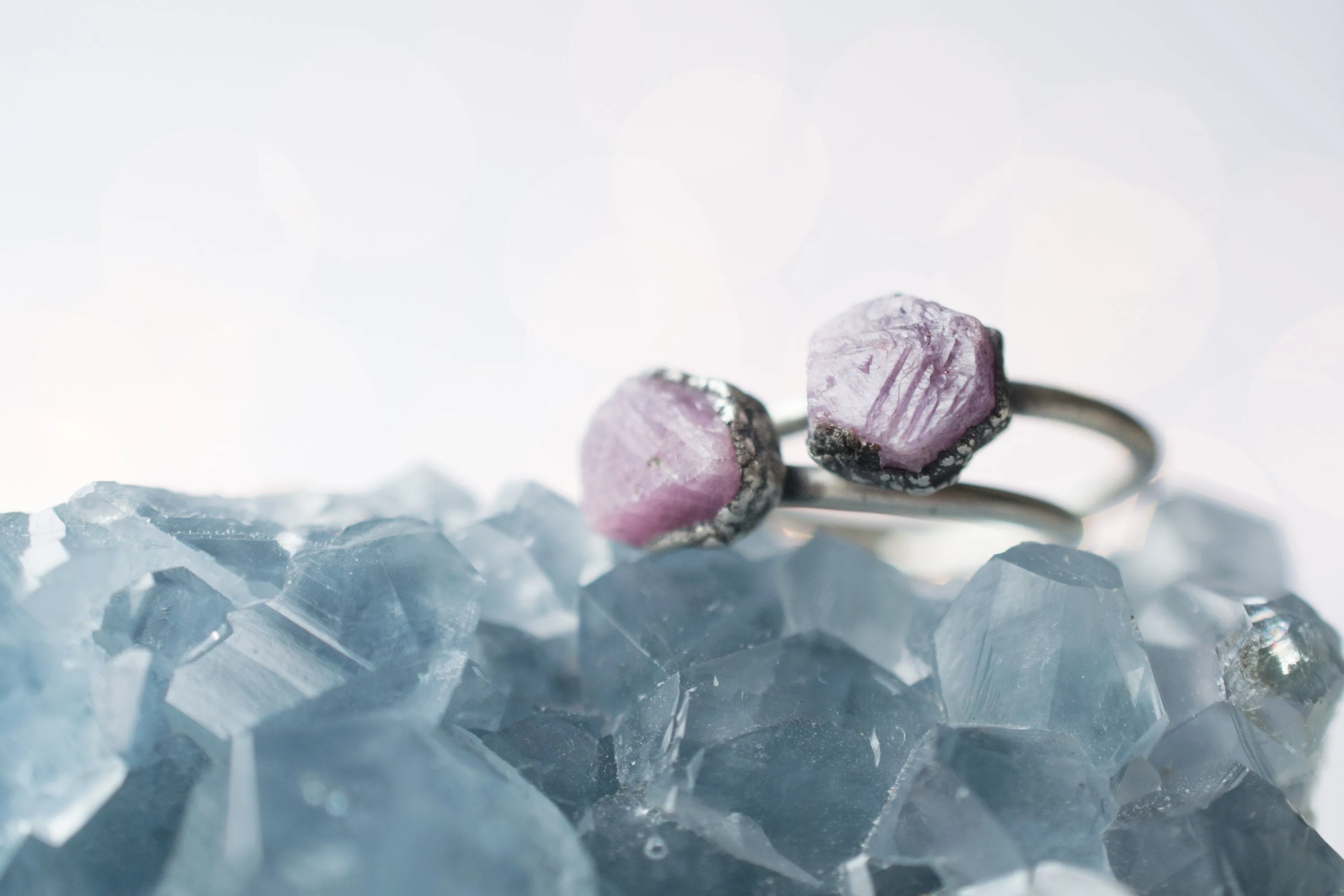 Oxidized Silver Ruby ring | Red ruby crystal ring