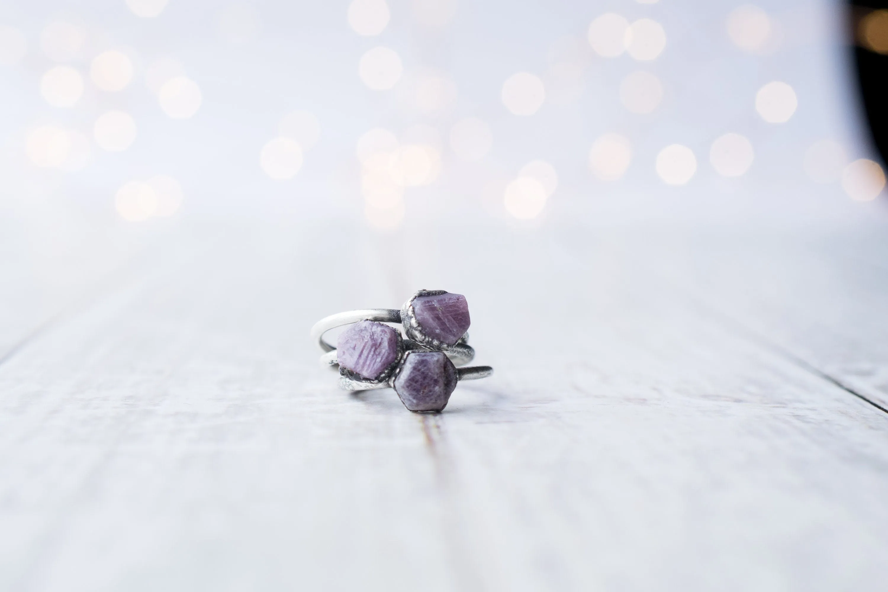 Oxidized Silver Ruby ring | Red ruby crystal ring