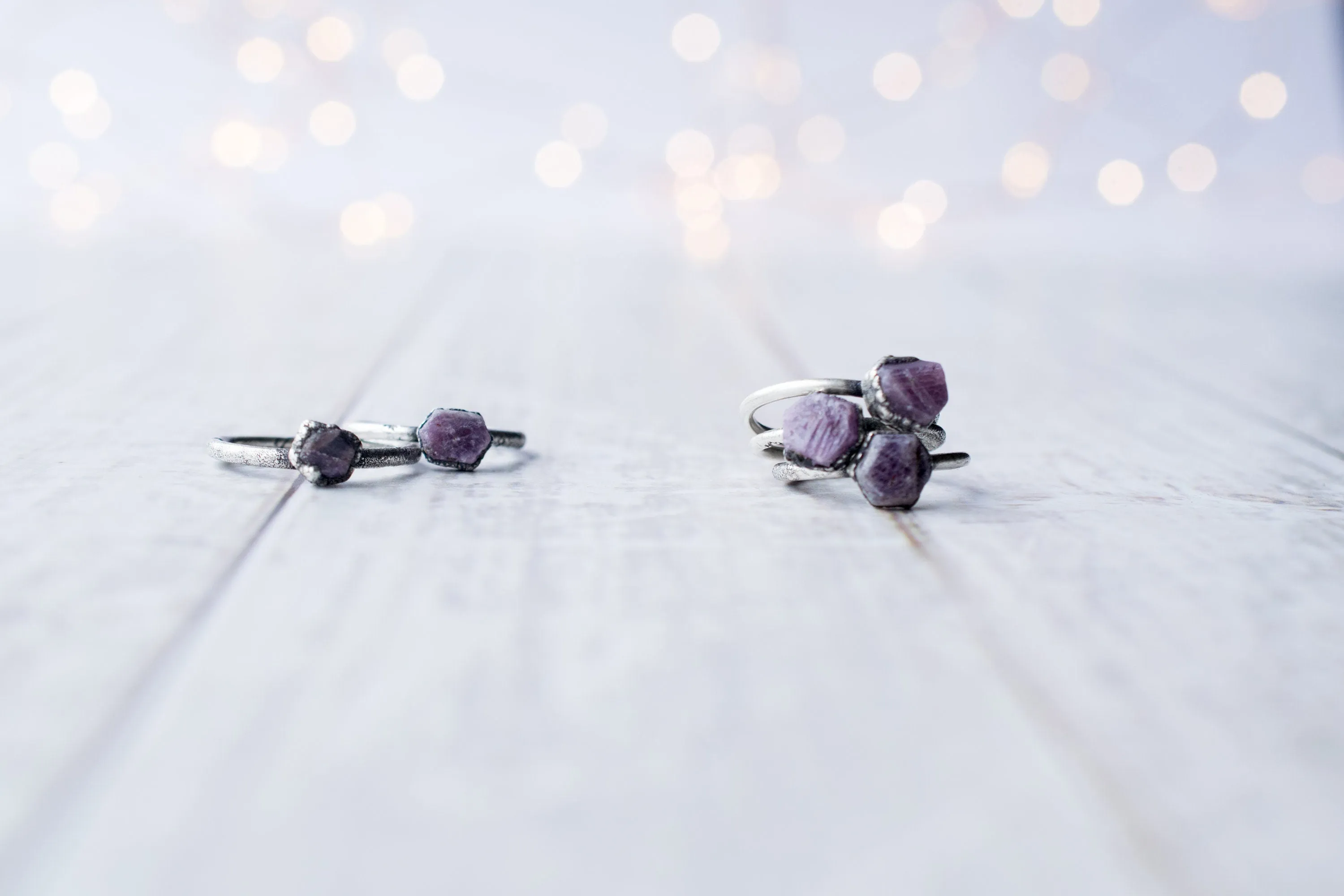 Oxidized Silver Ruby ring | Red ruby crystal ring