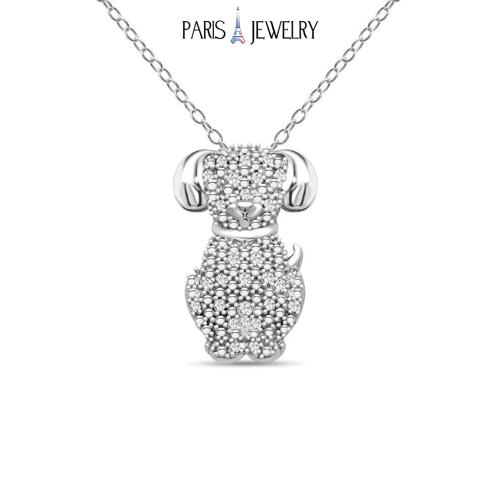 Paris Jewelry 1/10 Carat Diamond Dog Pendant in Sterling Silver - 18