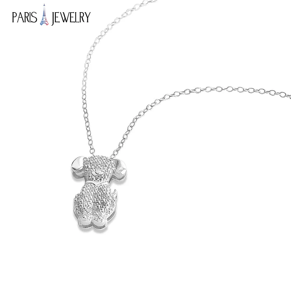 Paris Jewelry 1/10 Carat Diamond Dog Pendant in Sterling Silver - 18