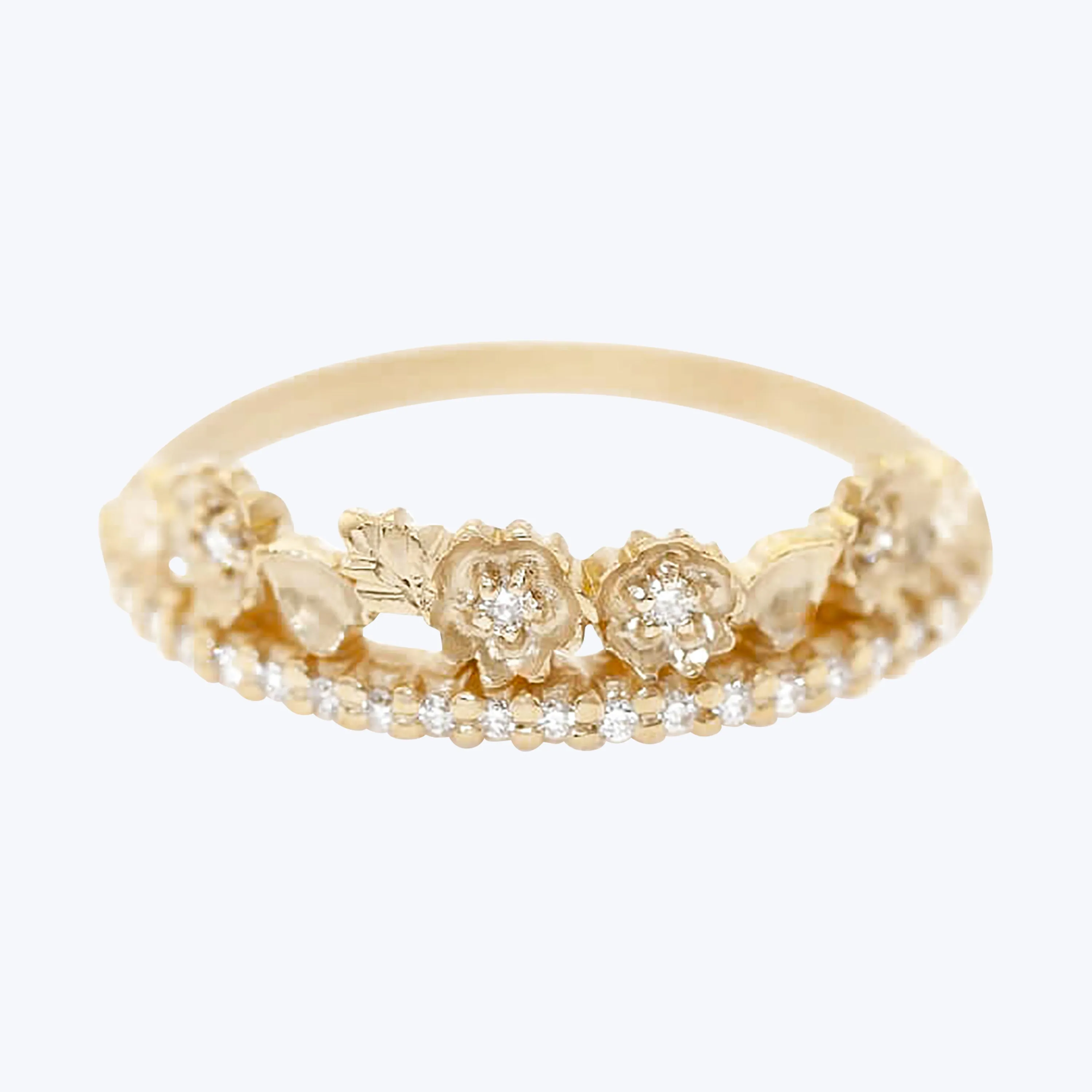 Pave Slender Band with Floral Tiara