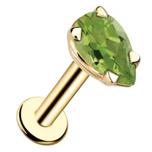 Peridot Pear Shaped Flat Back Earring