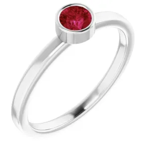 Platinum 4 mm Natural Ruby Ring