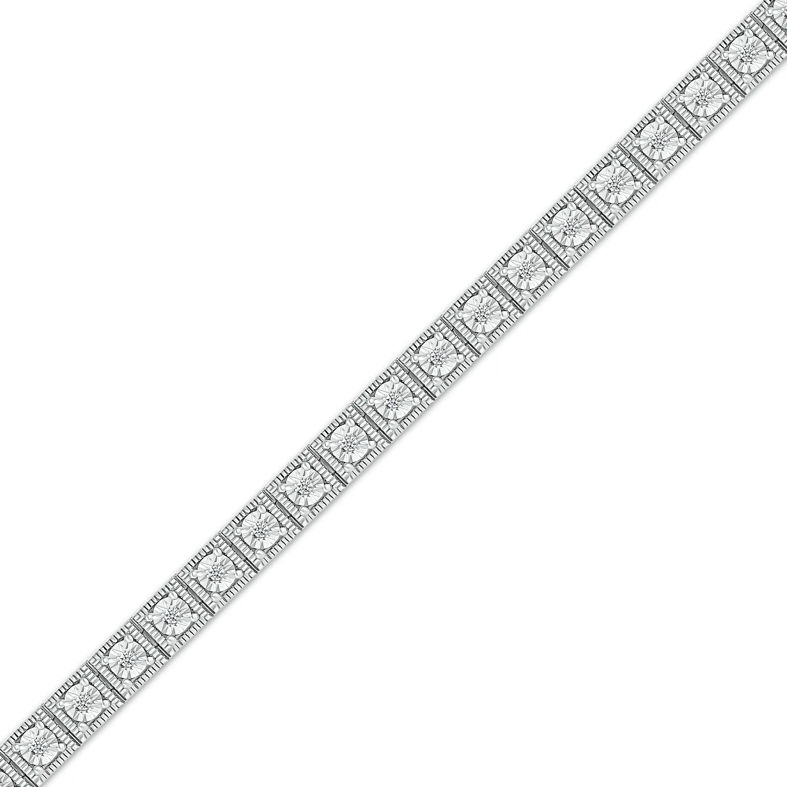 Pre-Owned Kay 1/5ct Diamond Square Link Tennis Bracelet in Sterling Silver