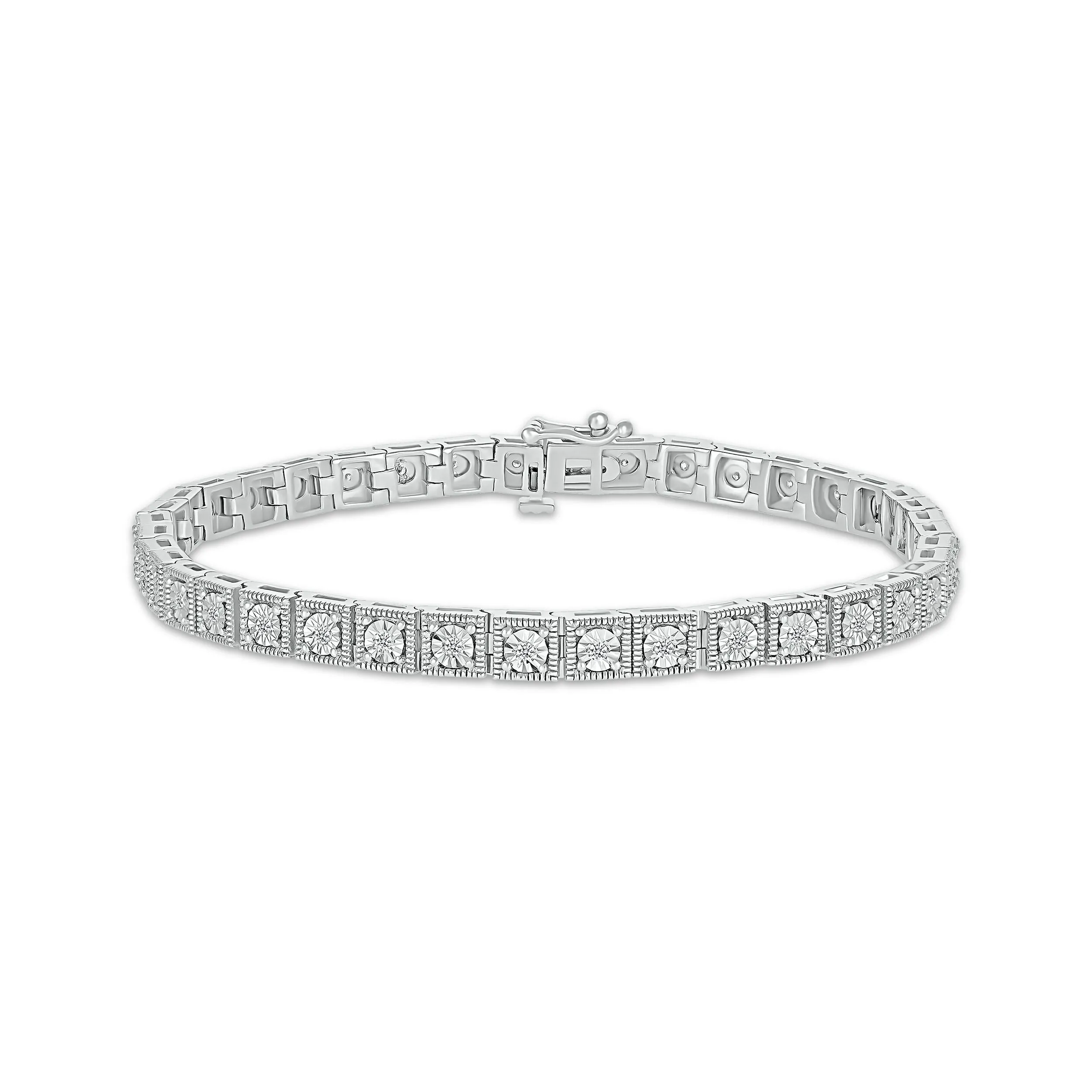 Pre-Owned Kay 1/5ct Diamond Square Link Tennis Bracelet in Sterling Silver