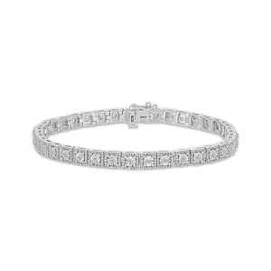 Pre-Owned Kay 1/5ct Diamond Square Link Tennis Bracelet in Sterling Silver