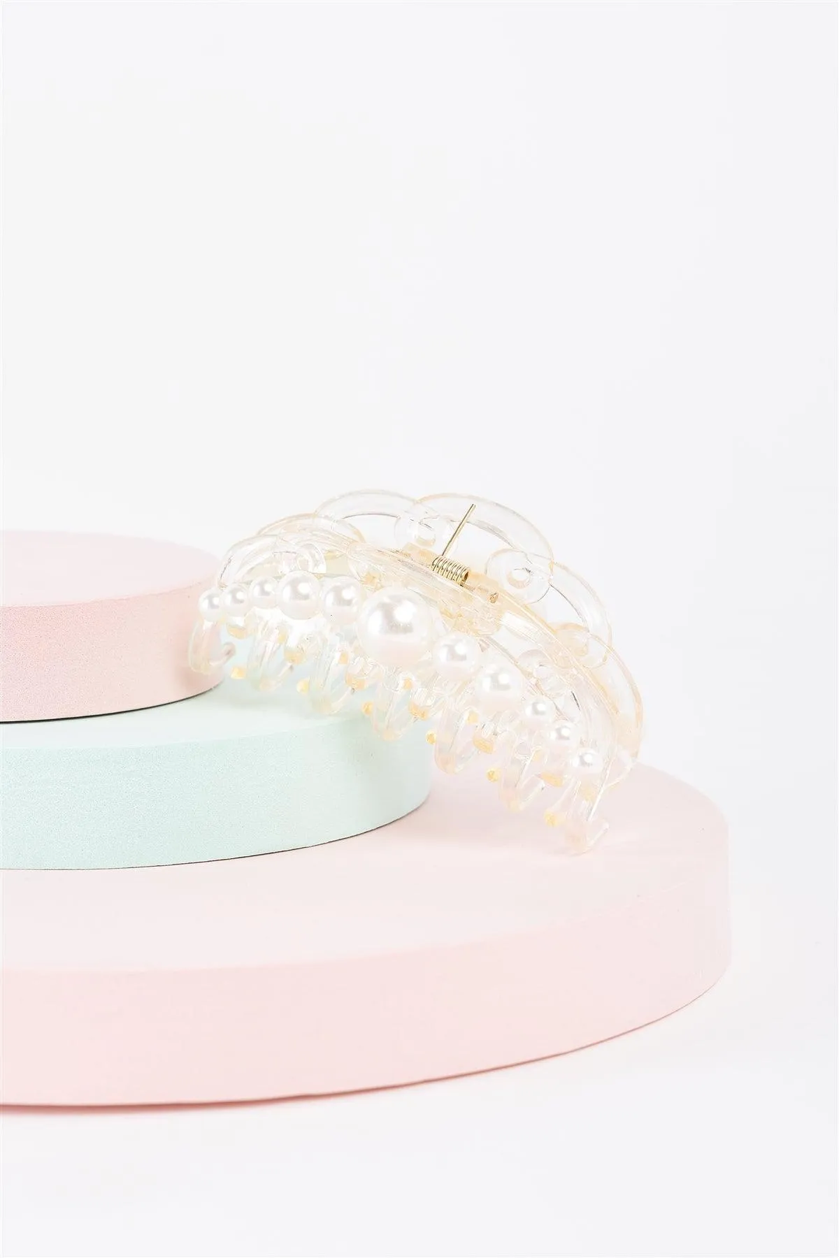 "Princess Hairpin" White & Pearl Large Hair Clip /3 Pieces