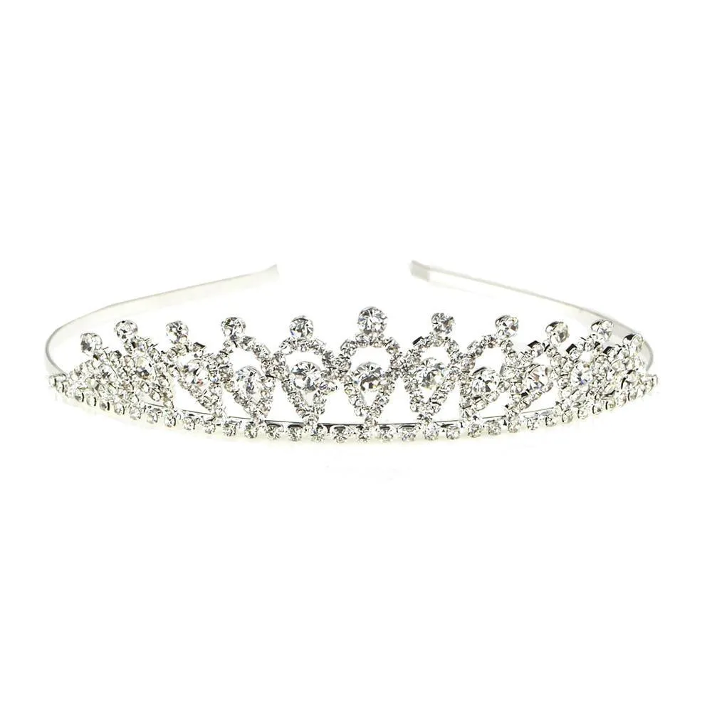 Rhinestone Tiara Crown, Silver, 1-Inch, Gwyneth