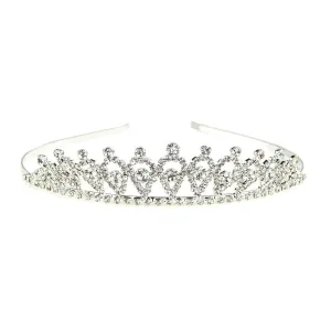 Rhinestone Tiara Crown, Silver, 1-Inch, Gwyneth