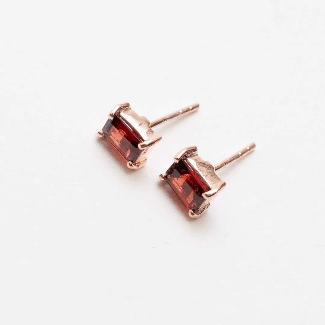 Rose Gold Plated Baguette Stone Studs