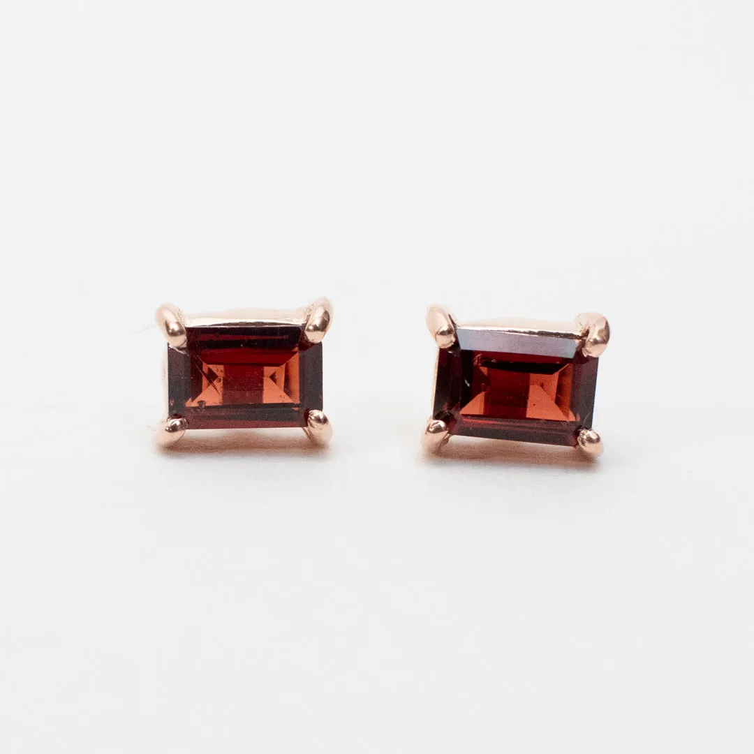 Rose Gold Plated Baguette Stone Studs