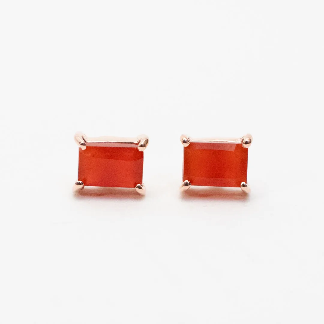 Rose Gold Plated Baguette Stone Studs