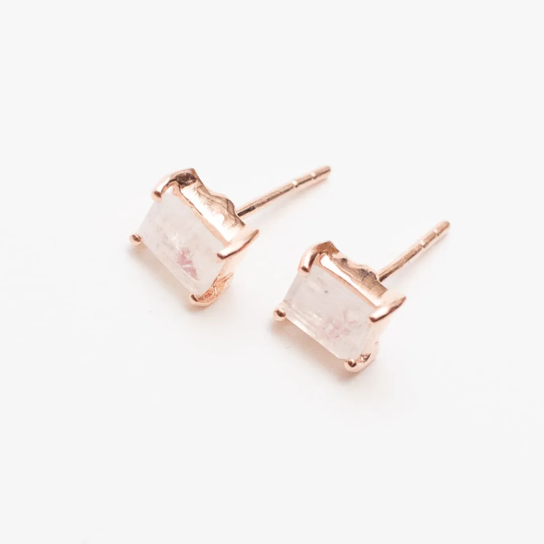 Rose Gold Plated Baguette Stone Studs