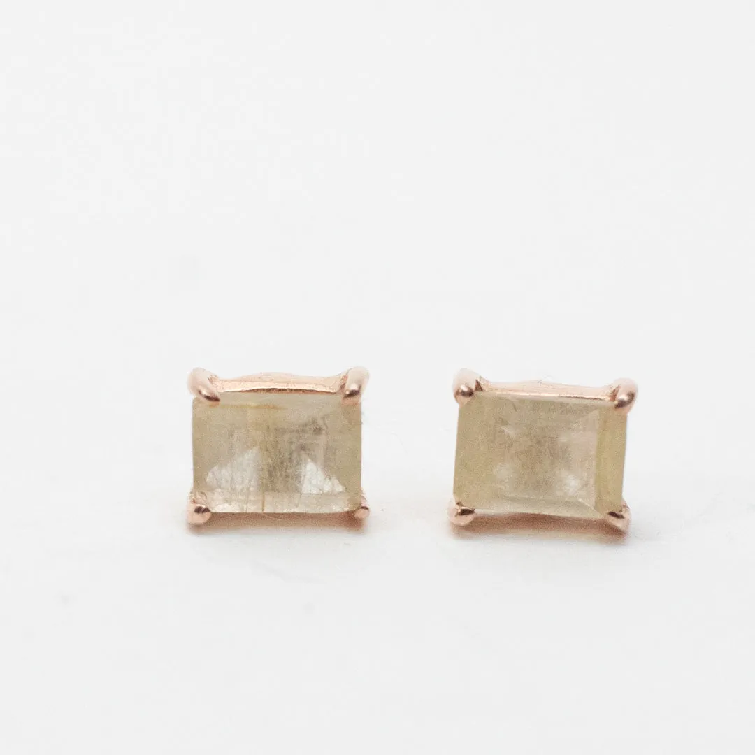 Rose Gold Plated Baguette Stone Studs