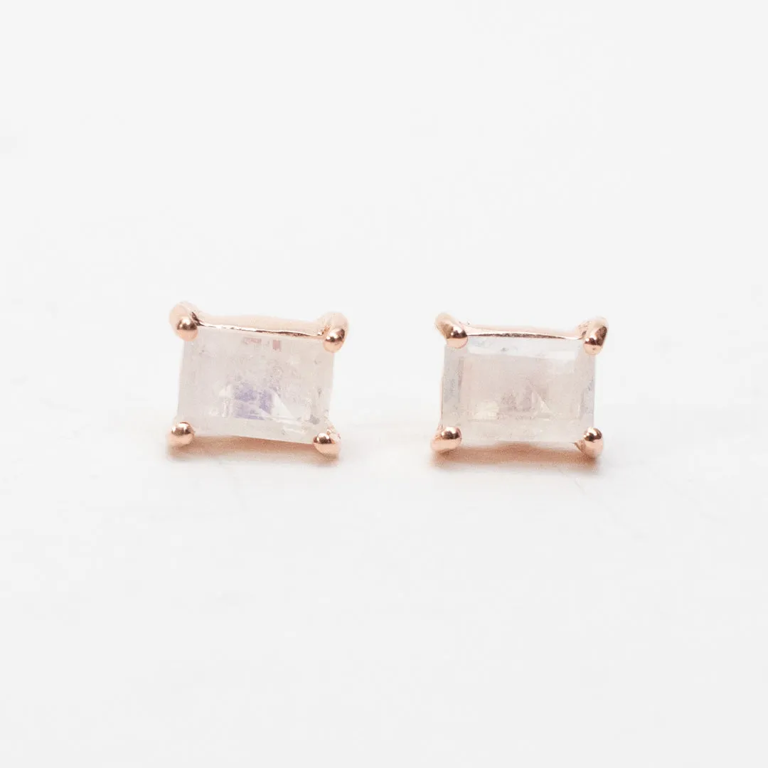 Rose Gold Plated Baguette Stone Studs