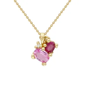 Ruby and Pink Sapphire Cluster Pendant