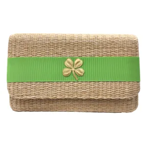 Ruby Shamrock Straw Clutch