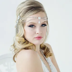 SassB Melvina Crystal & Pearl Headdress Hair Piece