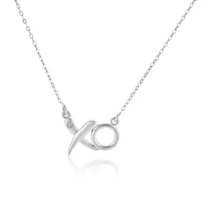 Size: 18'' - Sterling Silver 18 inch Necklace with XO Pendant with Diamond