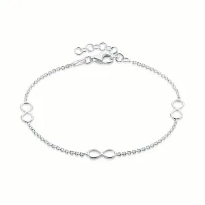 Sterling Silver  16-19cm Infinity Bracelet