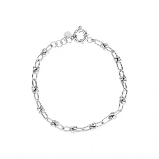 Sterling Silver 7"  Designer "U-Bolt" Link Bracelet