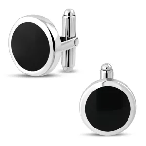 Sterling Silver Black Onyx Round Cufflinks