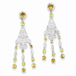 Sterling Silver Citrine Peridot Dangle Earrings