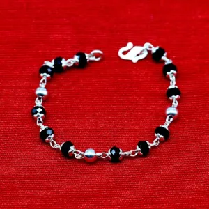 Sterling silver customized black beads Nazariya bracelet, protect from evil eyes, new born baby bracelet