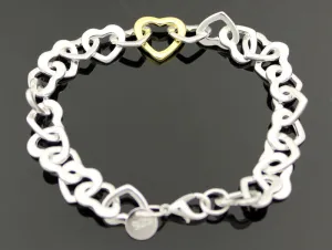 Sterling Silver Heart Linked Bracelet