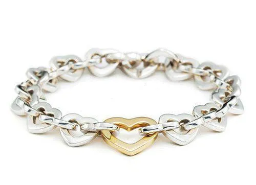 Sterling Silver Heart Linked Bracelet