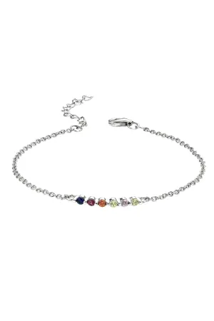 Sterling Silver Multi-colour Stone Bar Bracelet