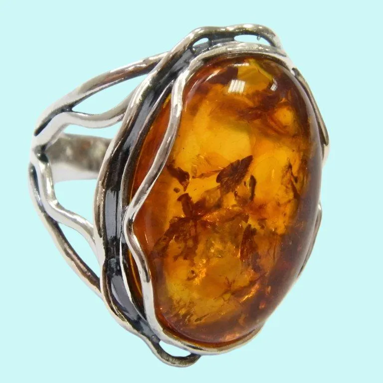 Sterling silver ring for woman amber ring, Bluenoemi jewelry for woman