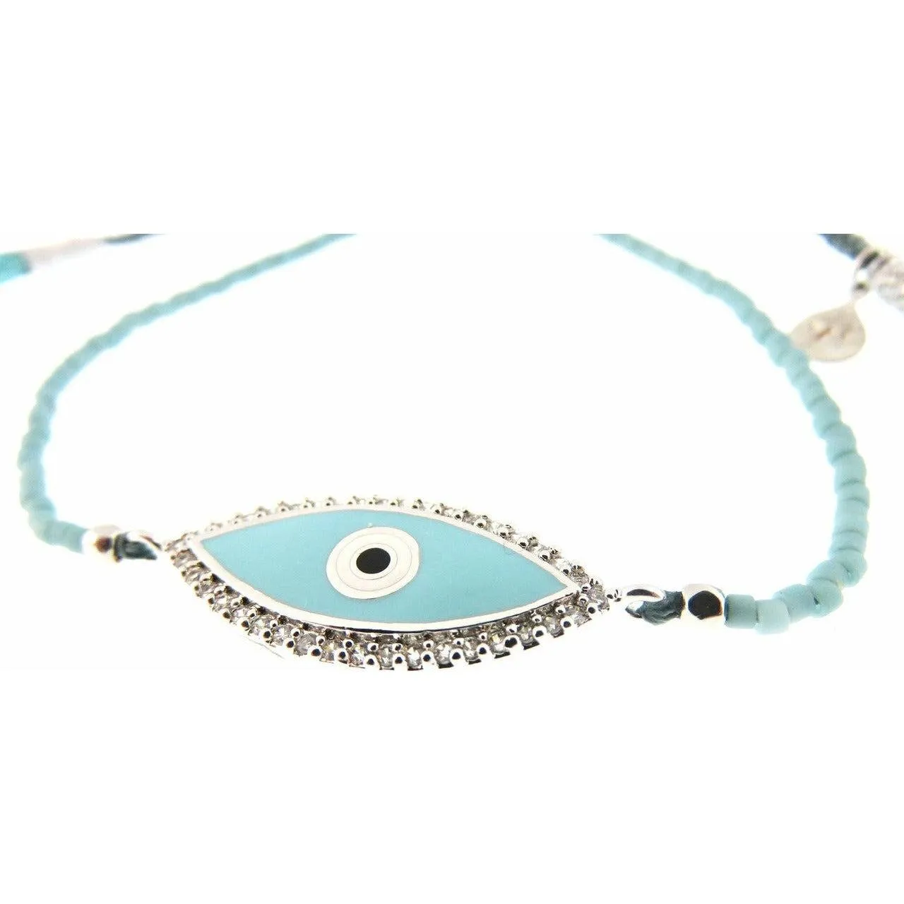 TAI Braided Silk Cord Bracelet Turquoise Evil Eye