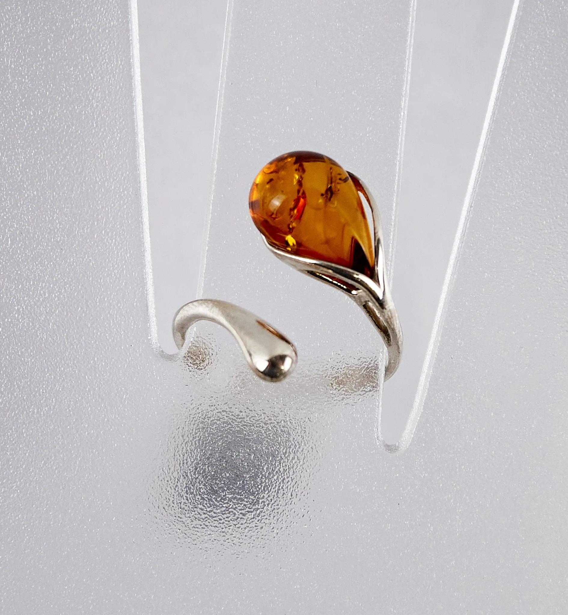 Teardrop Amber Ring