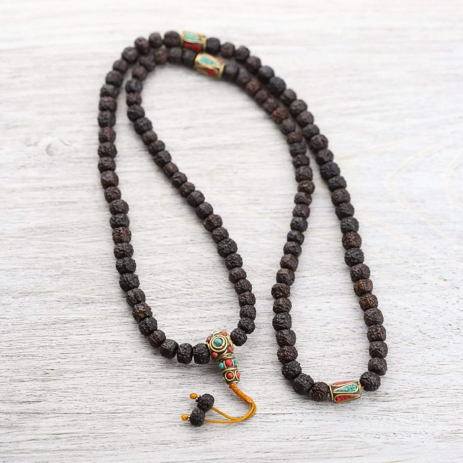 Tibetan Rudraksha Mala & Bracelet Set