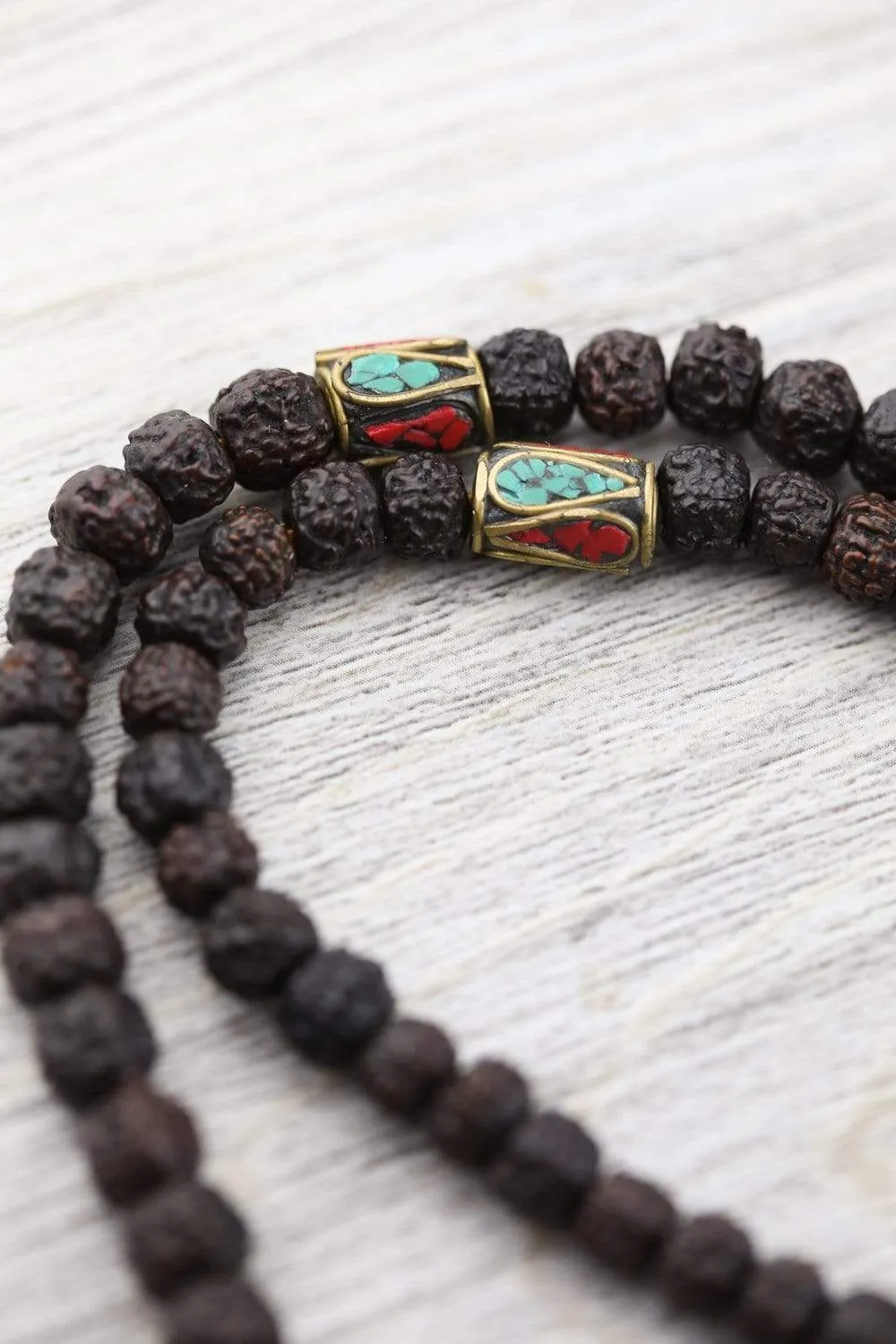 Tibetan Rudraksha Mala & Bracelet Set