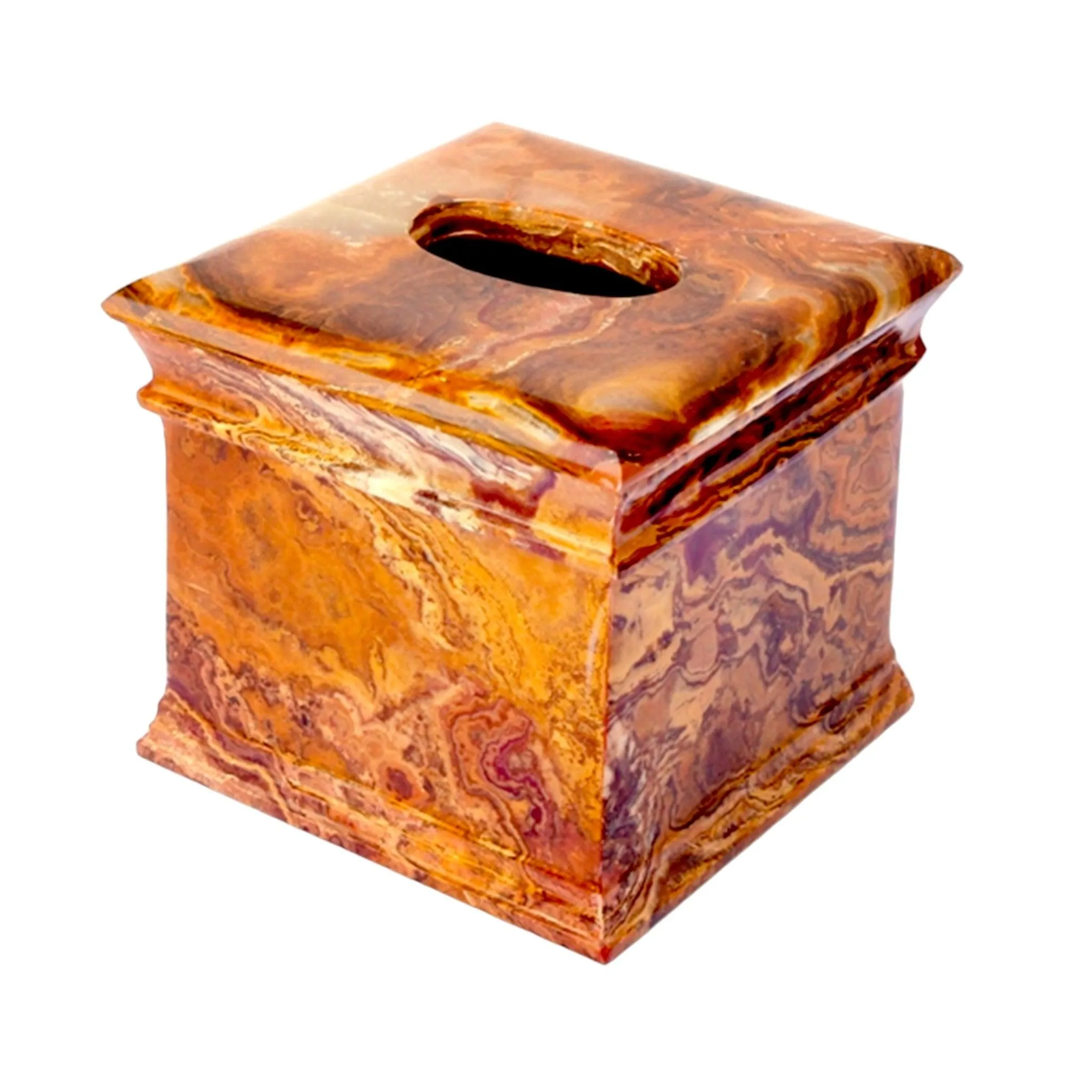 Tissue Box Holder of Multi Brown Onyx