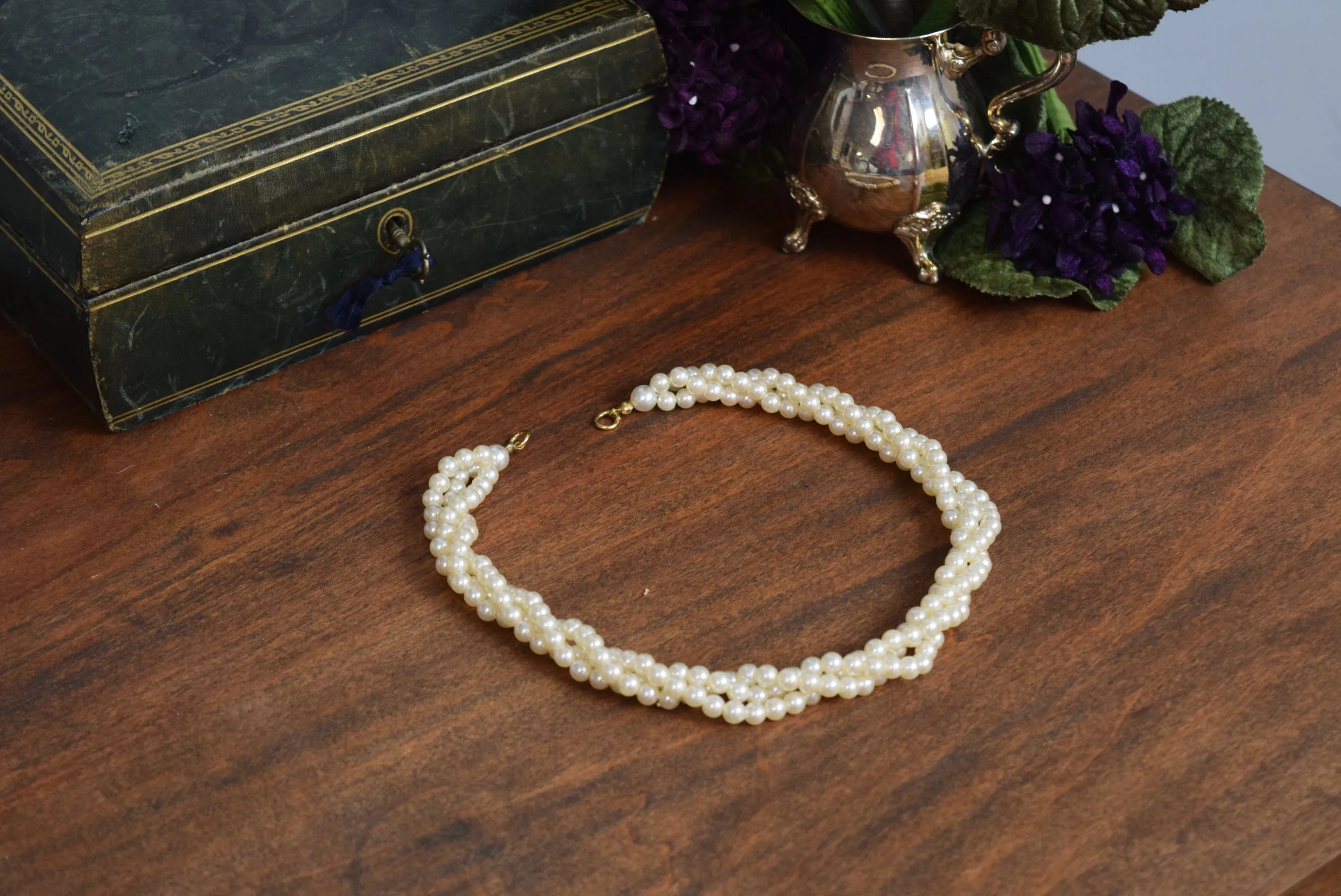 Twisted Pearl Necklace or Hair Strands