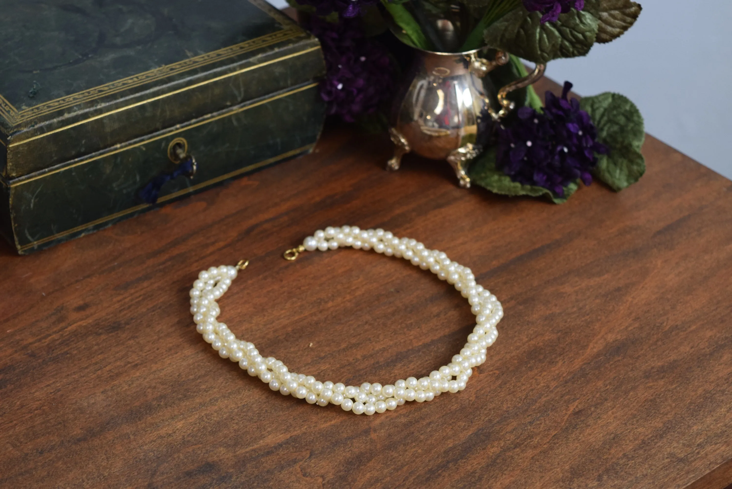 Twisted Pearl Necklace or Hair Strands