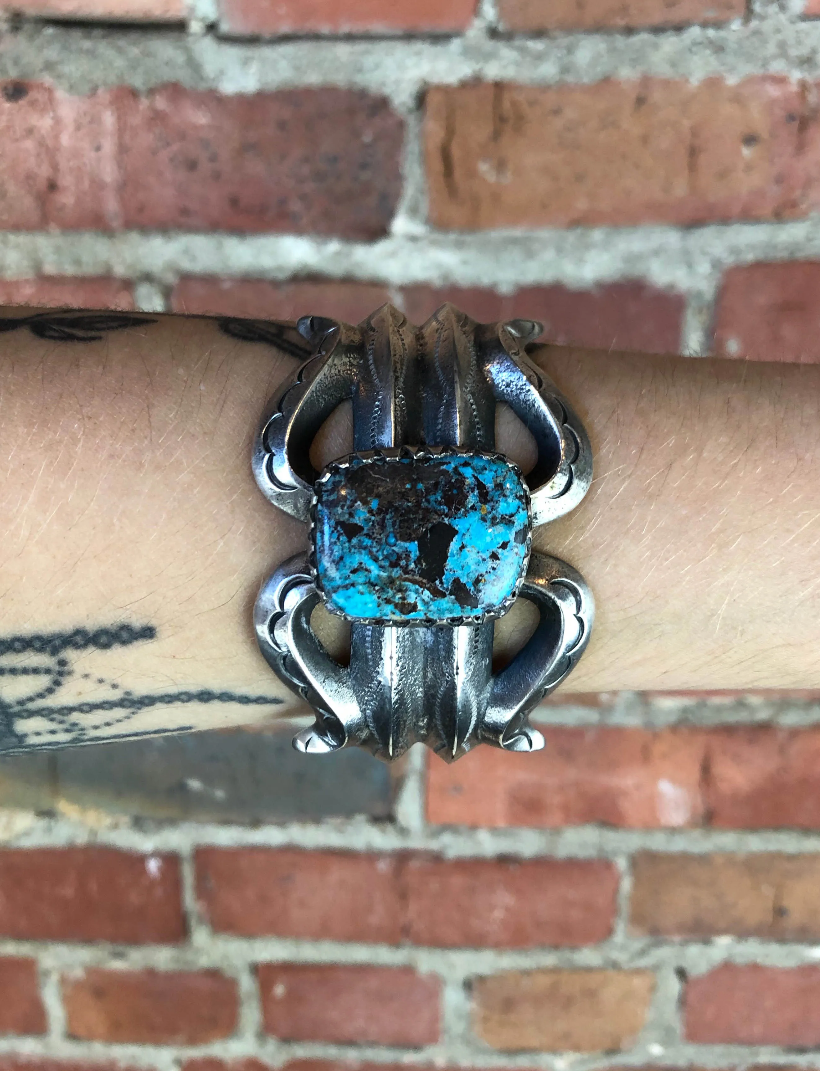 Vintage Sterling Silver Turquoise Cuff Bracelet