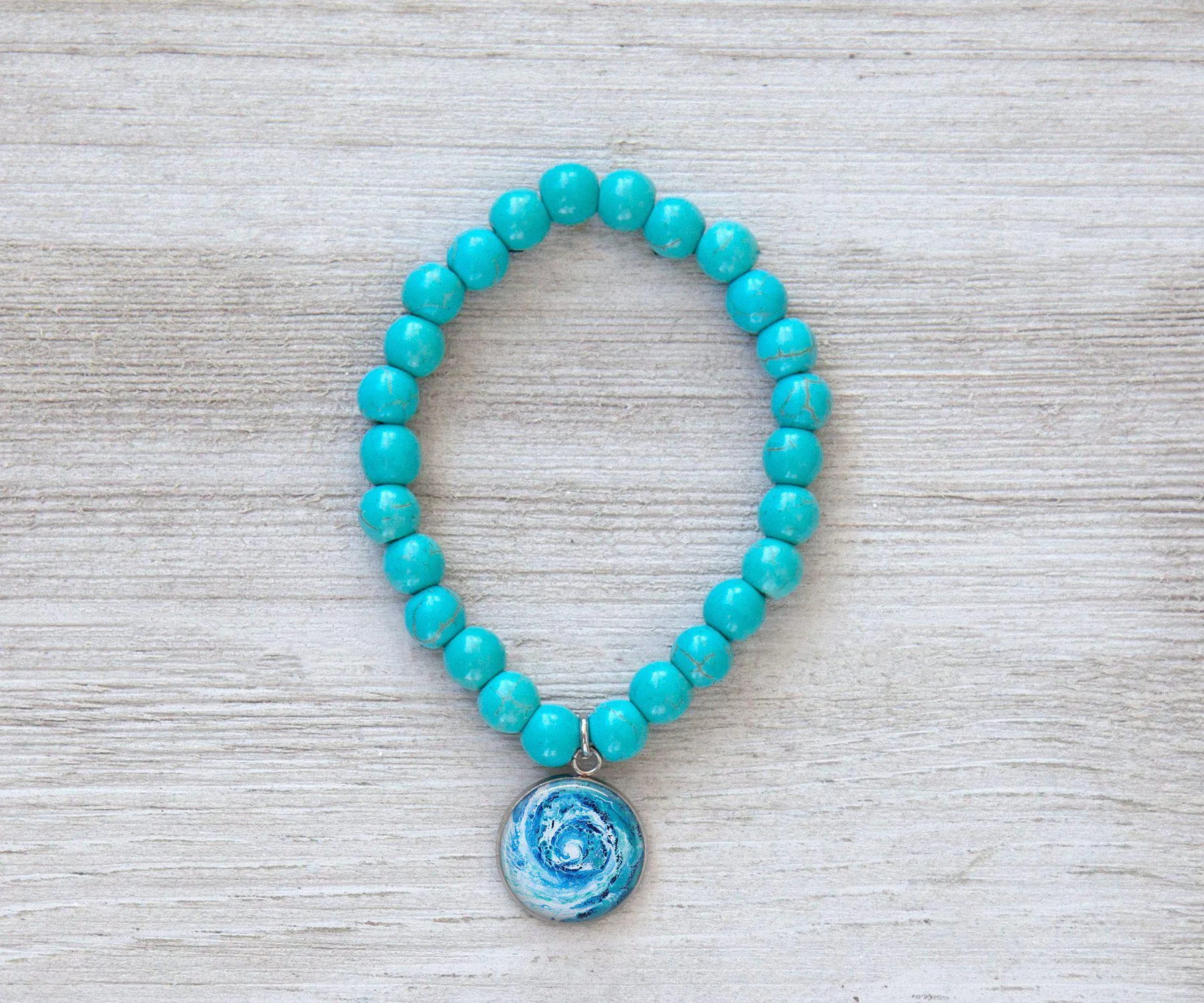 Wave Turquoise Beaded Bracelet | Handmade Beach Jewelry