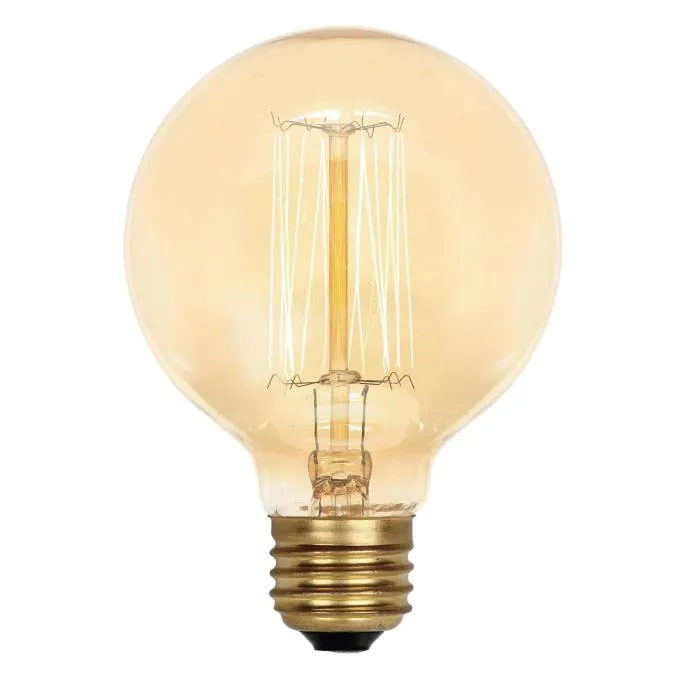 Westinghouse 0410800 60 Watt Incandescent G25 Decorative Amber - 2450 Kelvin - 115 Lumens - E26-Medium Base - 120 Volt - Card